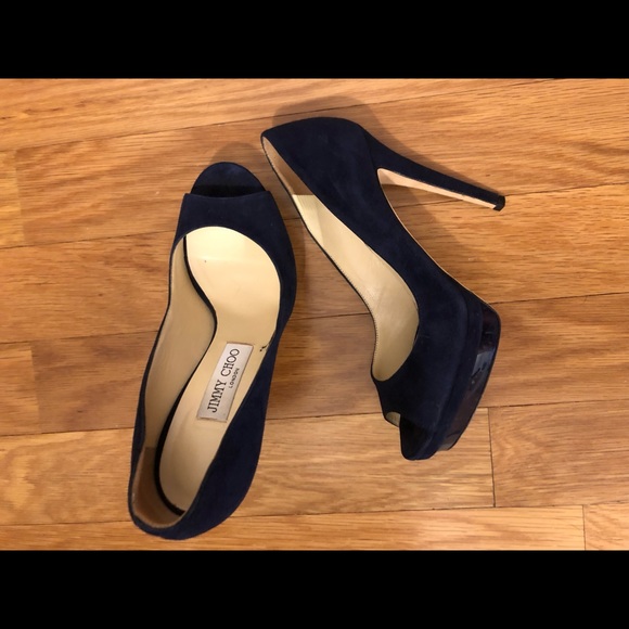AUTHENTIC Jimmy Choo Suede Platform Heels - Picture 1 of 7